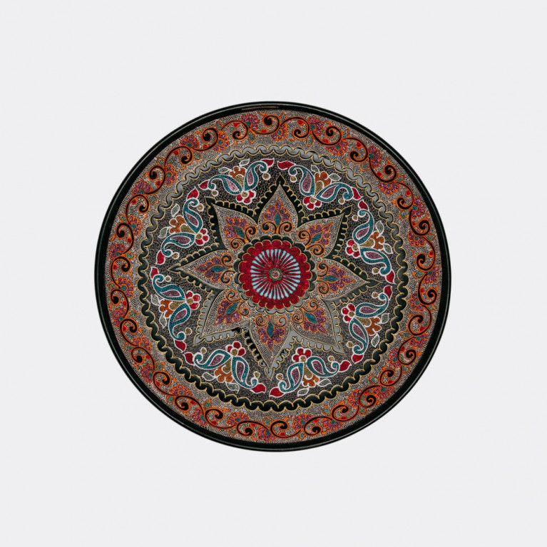 Unique handmade decorative plate from Uzbekistan, 38 cm, drip technique